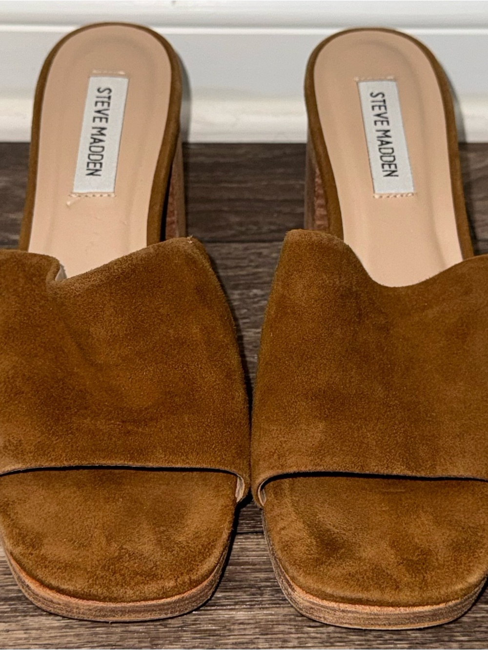 Steve Madden Brown Suede Open-Toe Slide Mules